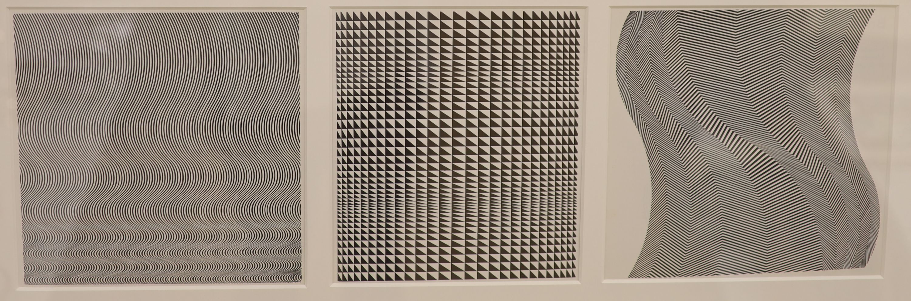 Bridget Riley (b.1931), 'Fall, Straight Curve, Twist', 1963, approx 21 x 63cm